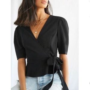 Forever 21 Black Wrap Front Blouse